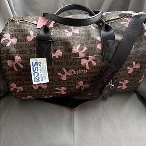 Juicy Couture Brown and Pink Bow Duffel Bag